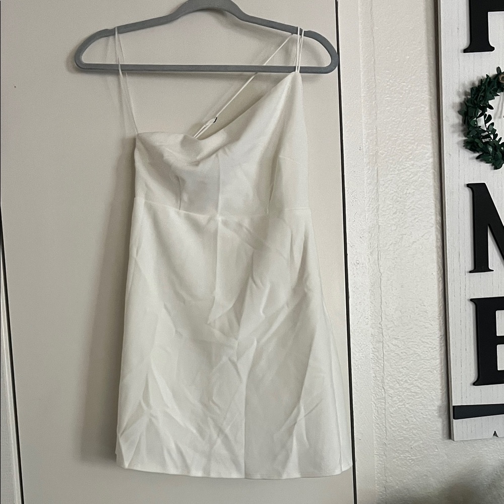Abercrombie & Fitch One Shoulder Dress in White